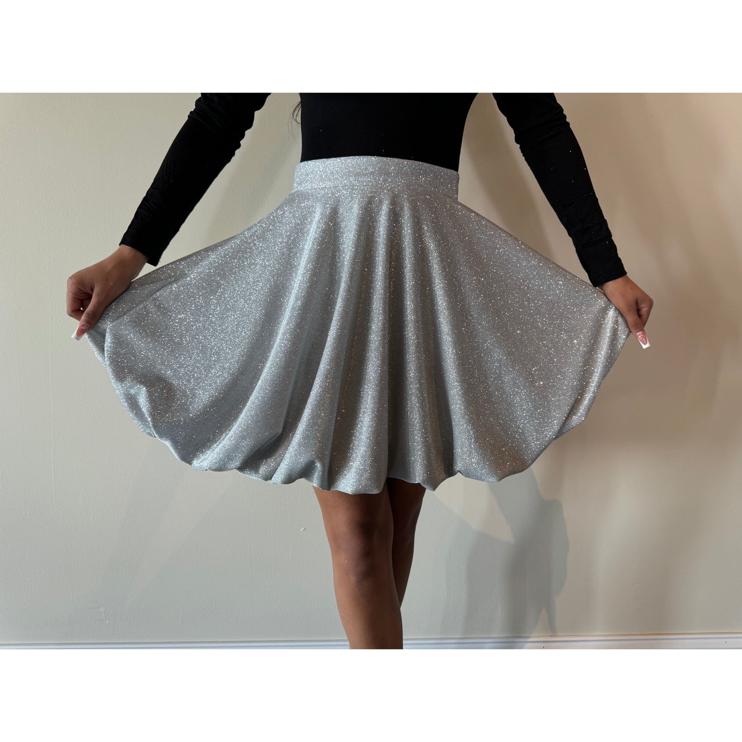 Stardust Bubble Skirt in Glittering Silver